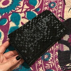 🖤🖤🖤Vintage black beaded La Regale clutch purse perfect